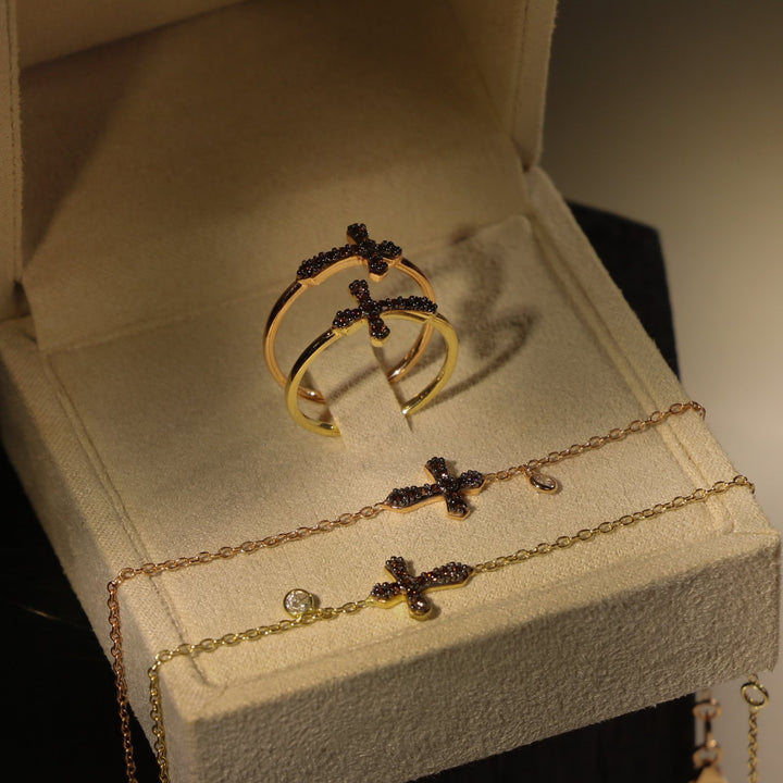 BAGUE BAROQUE OR ROSE