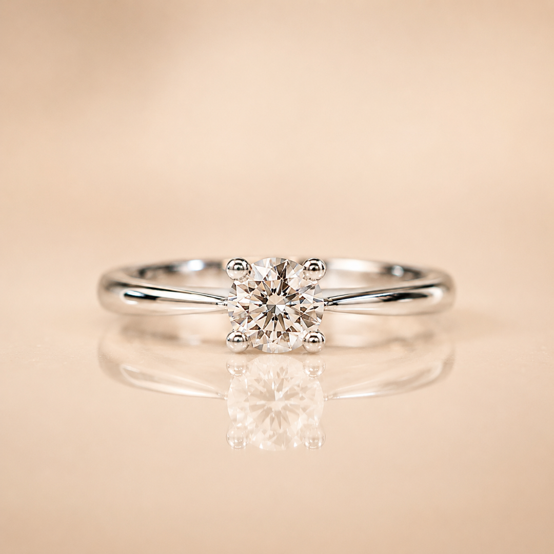 BAGUE DIAMANT SOLITAIRE OR BLANC