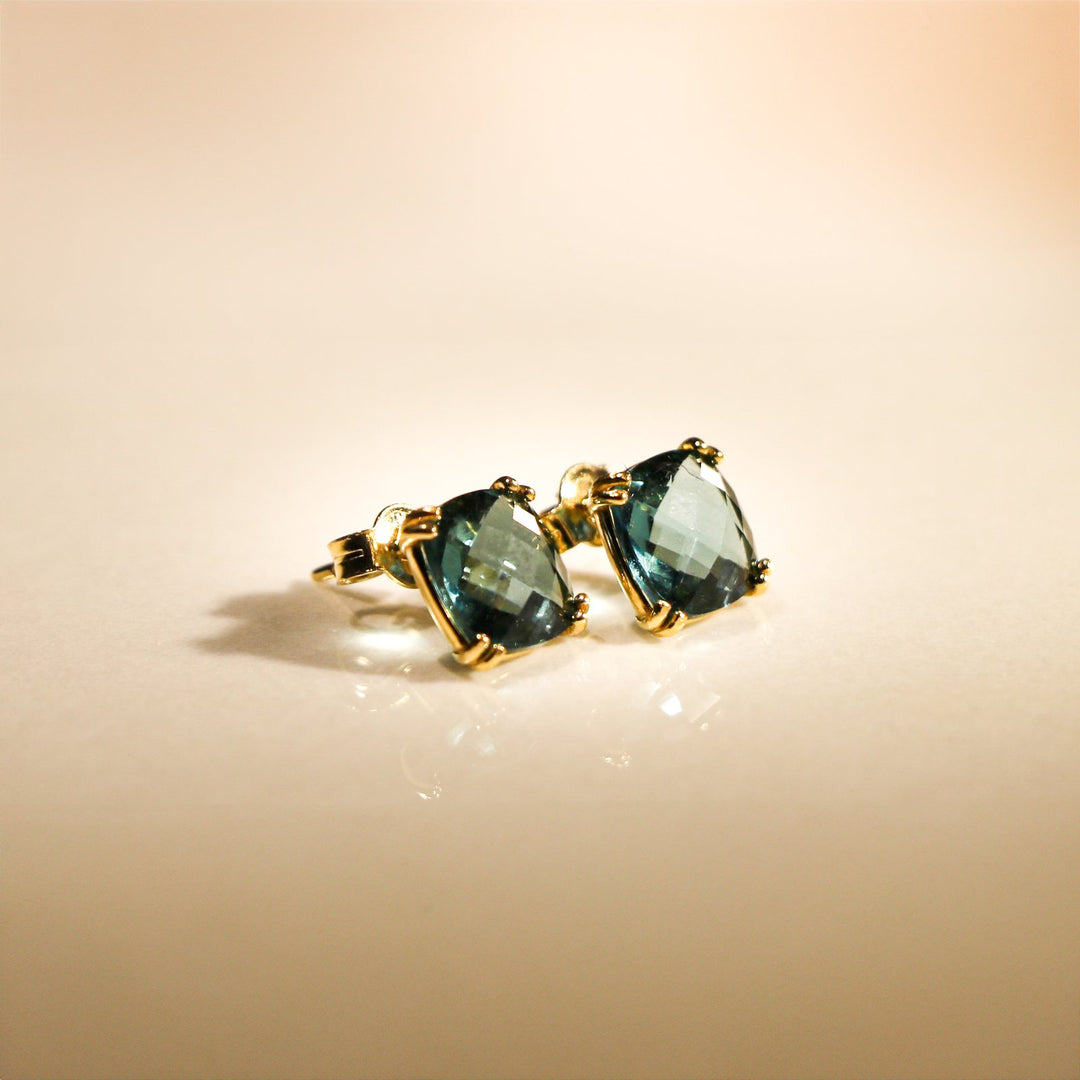 BOUCLES D'OREILLES CLÉO BLEU ROI OR JAUNE