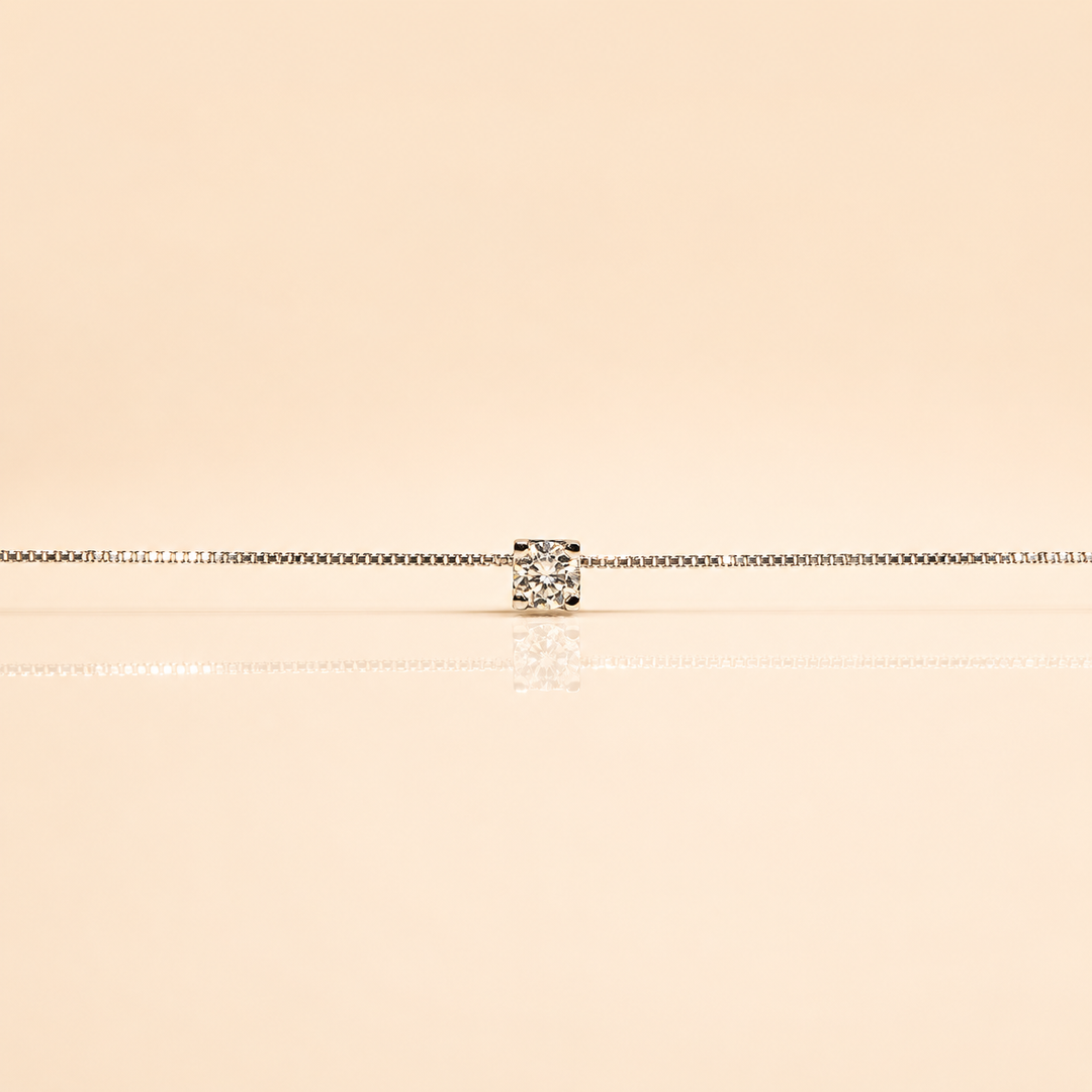 COLLIER DIAMANT SOLITAIRE OR BLANC