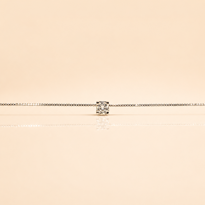 COLLIER DIAMANT SOLITAIRE OR BLANC