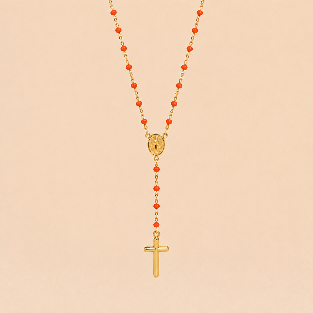 CHAPELET ISCHIA PERLES DE CORAIL ET OR JAUNE