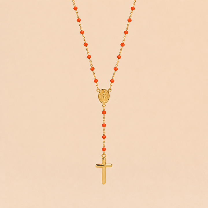 CHAPELET ISCHIA PERLES DE CORAIL ET OR JAUNE